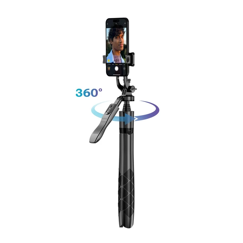 Tripod selfie stick Crong CRGSGU1BLK aluminium Bluetooth with foldable legs and phone mount