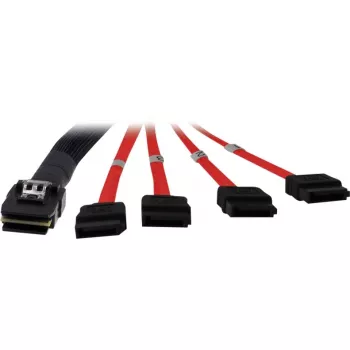 Inter-Tech - SATA- / SAS-Cable - Serial ATA 150/300/600 - 4-Lane - 36 PIN 4iMini MultiLane to SATA - 1,0m - Red (88885301)