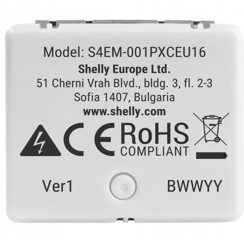 Smart relay Shelly Relay EM Mini Gen4 1-channel Wi‑Fi Matter Zigbee Bluetooth 8A, 110–240V, energy meter