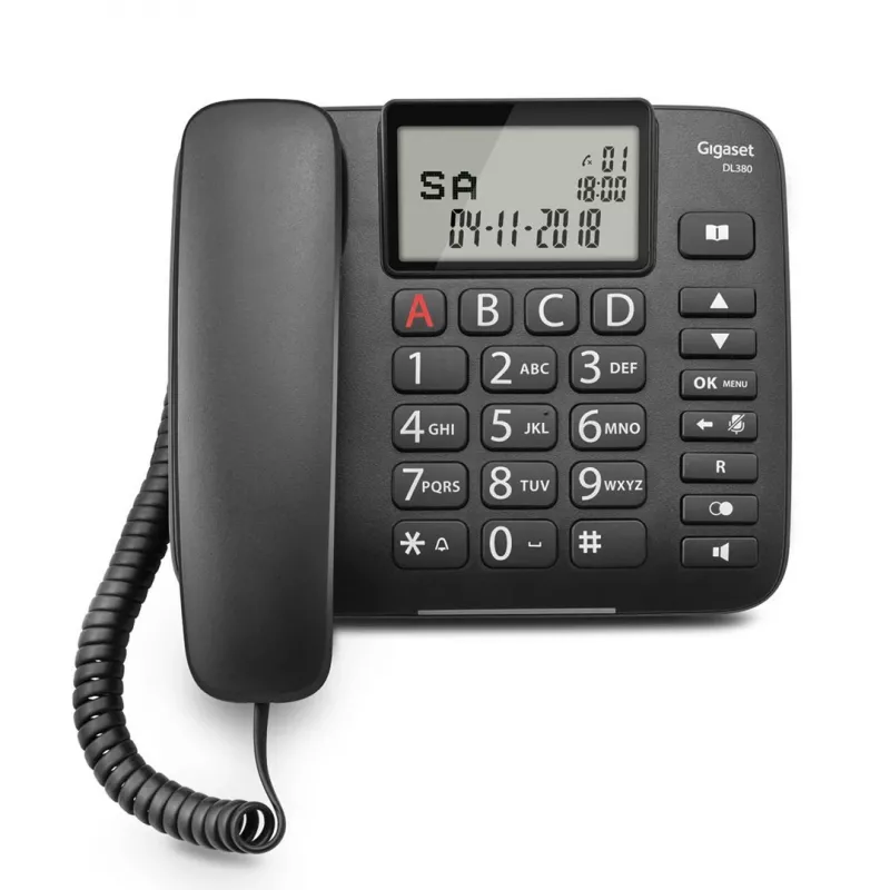 Analog telephone Gigaset DL380 Caller ID Wired handset Black