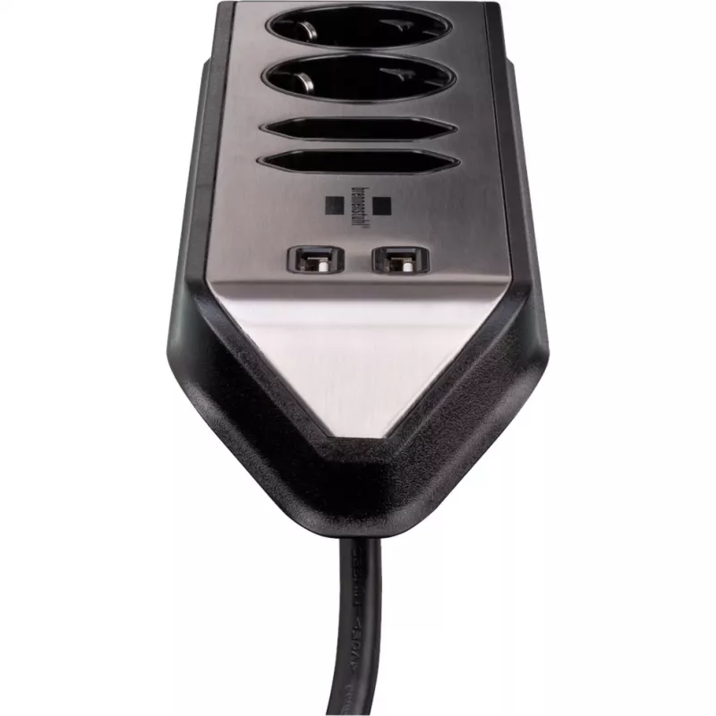 Brennenstuhl estilo Eck-Steckdosenleiste 4-fach, schwarz 2x Schutzkontakt-Steckdosen, 2x Euro-Steckdosen, inkl. USB-Ladefunktion