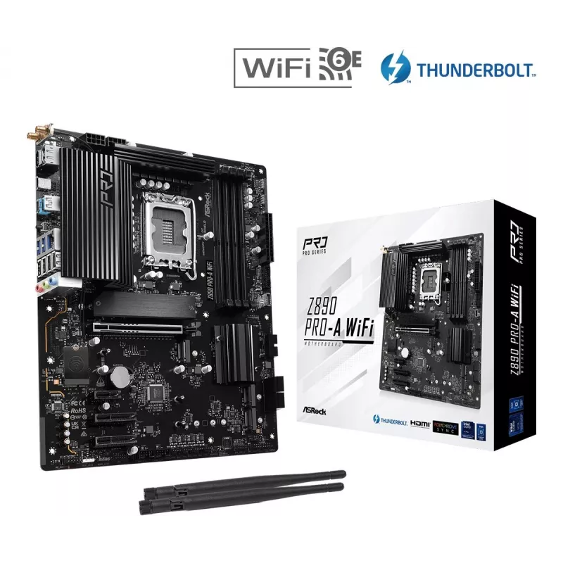 Motherboard ASRock Z890 Pro-A WiFi — Intel Z890, LGA 1851, ATX, DDR5, 4x DIMM, 256GB, Wi‑Fi 6E, 2.5Gb LAN