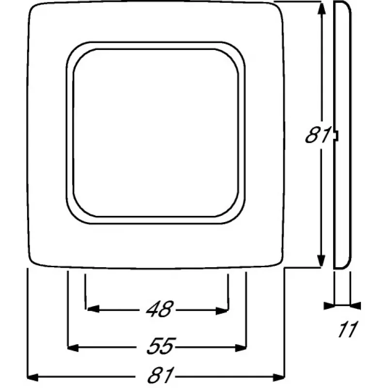 Wall plate / switch cover Busch-Jaeger 1725-0-1494 — White, screwless, 81×81 mm, 11 mm thick