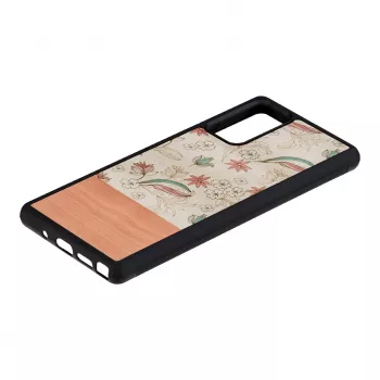 Phone case man and wood for Samsung Galaxy Note 20 — Pink Flower on Black