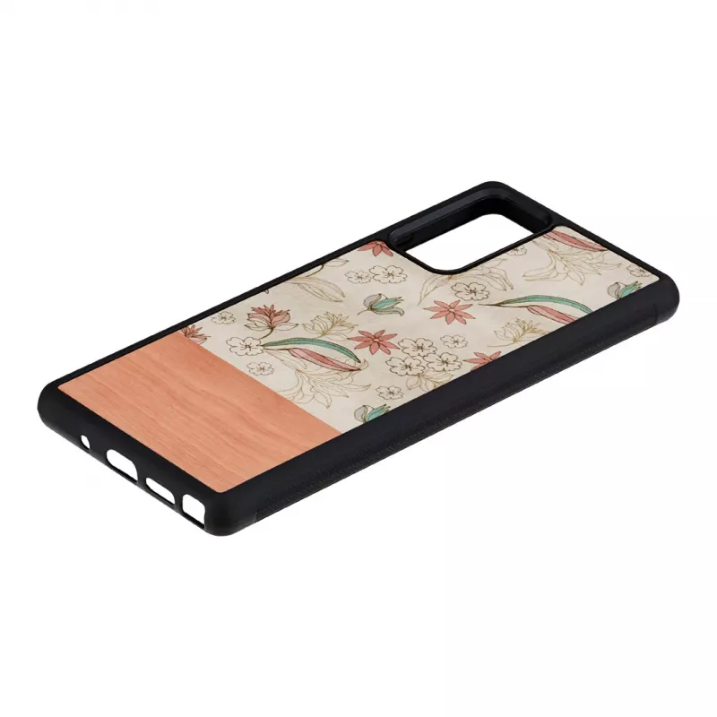 Phone case man and wood for Samsung Galaxy Note 20 — Pink Flower on Black