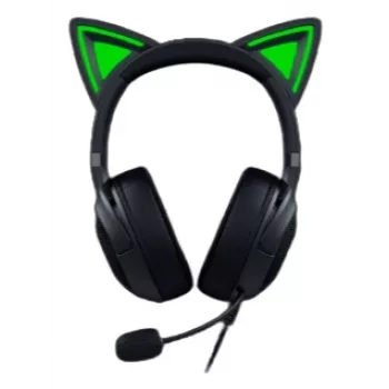 Kraken Kitty V2 - Black, Gaming headset, Kitty Ears, Stream Reactive Lighting, HyperClear Cardioid Mic, 40 mm TriForce Drivers, Built into the earcups microphone, Razer Chroma RGB (Ear and Earcups), Surround sound: Only available on Windows 10 64-bit