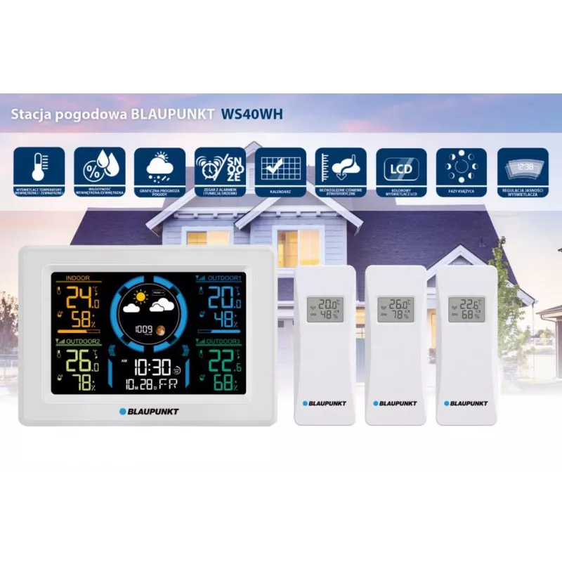Weather station BLAUPUNKT WS40WH wireless indoor/outdoor temperature and humidity monitor