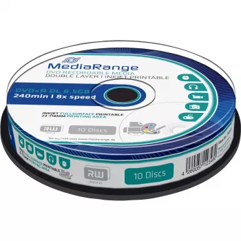 DVD+R DL MediaRange MR468 8.5 GB 8x White Inkjet Printable 10 pcs Spindle