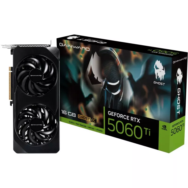 Graphics card GAINWARD GeForce RTX 5060 Ti Ghost OC — NVIDIA GeForce RTX 5060 Ti, 16 GB GDDR7, 128-bit, PCIe 5.0