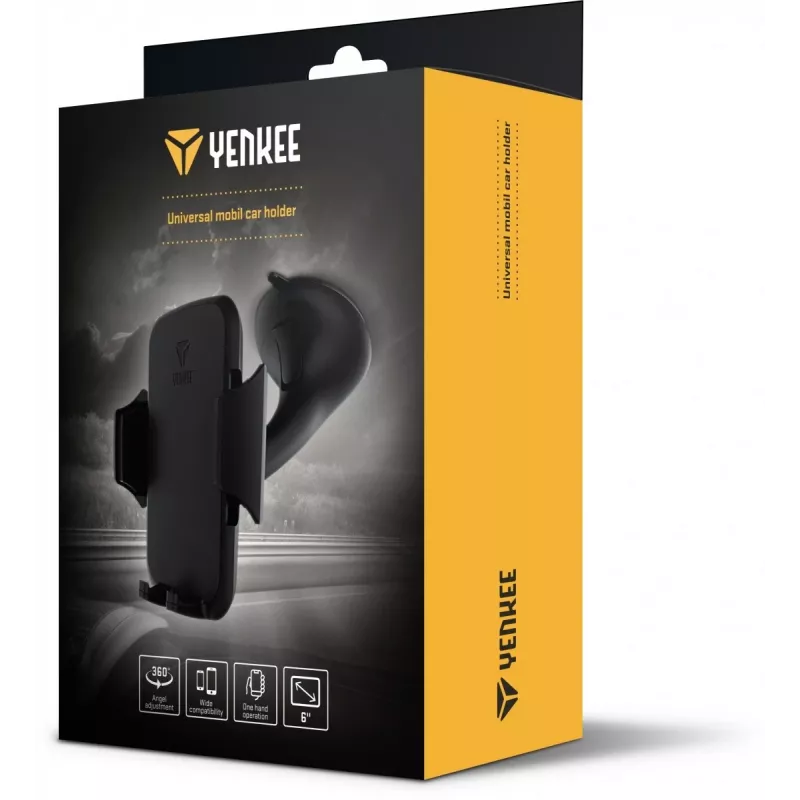 Car holder YENKEE YSM 415BK adjustable mount for smartphones, universal grip, dashboard/windshield compatible