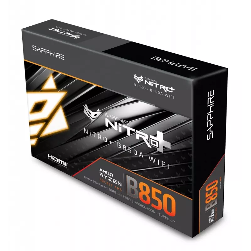 Motherboard Sapphire NITRO+ B850A WIFI 7 AMD B850 Socket AM5 micro ATX, DDR5, 4 DIMM, 256GB, Wi‑Fi 7, 2.5GbE