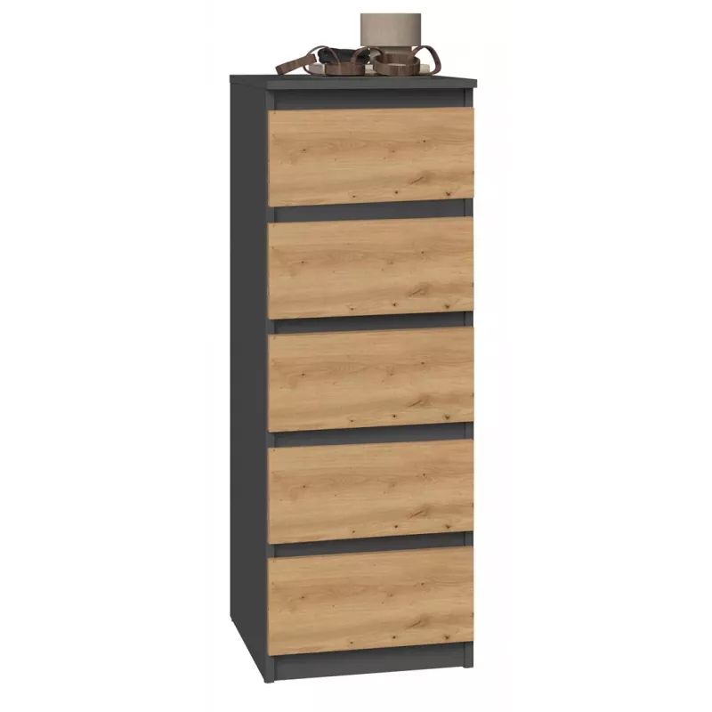 Chest of drawers Top e Shop W5 ANT/ART, 5 drawers, Anthracite/Oak, particle board