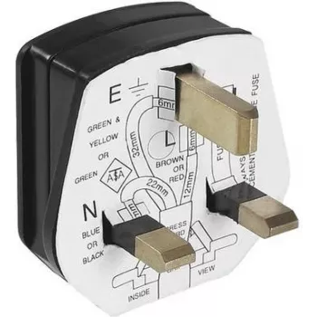 Electrical power plug Bachmann 910.176, 3-pole, 250 V AC, 13 A, black plastic housing