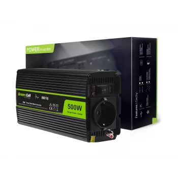 Car Power Inverter Green Cell INV16 500 W DC 12 V to AC 230 V, 50 Hz, USB port, Active cooling, Black