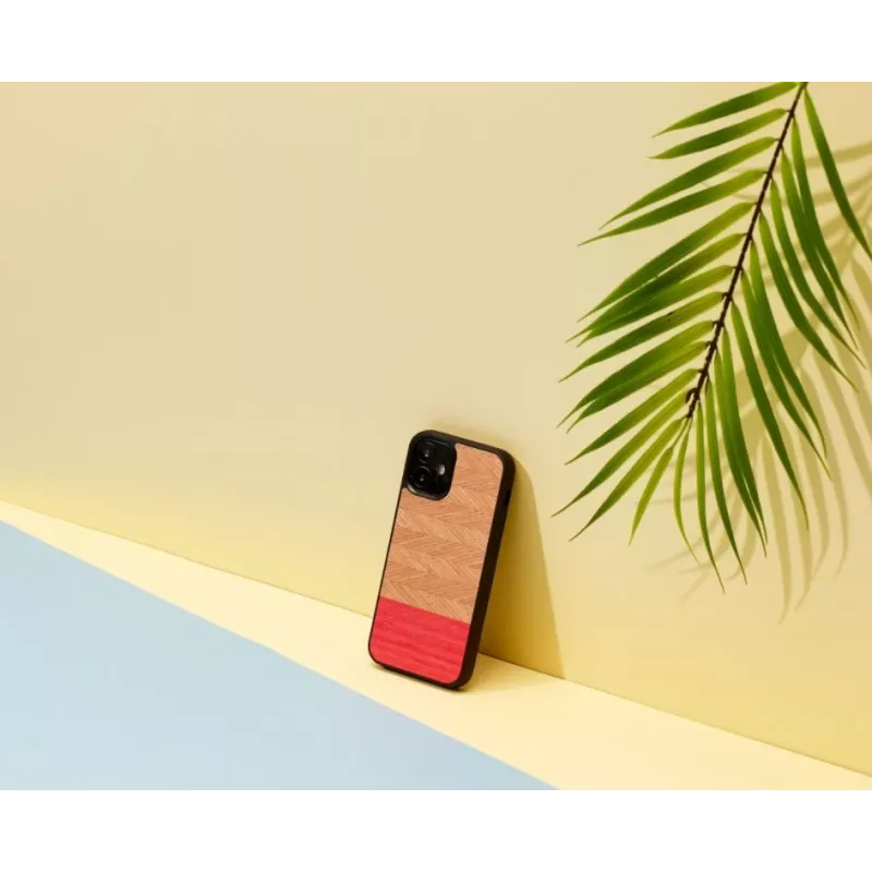 Protective mobile phone case Man and Wood for iPhone 12 mini — herringbone azalea black pattern