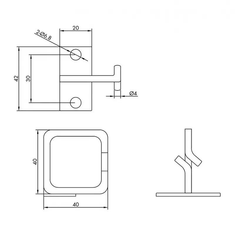 ROLINE cable grommet, 40x40 mm, Metal, side cable entry