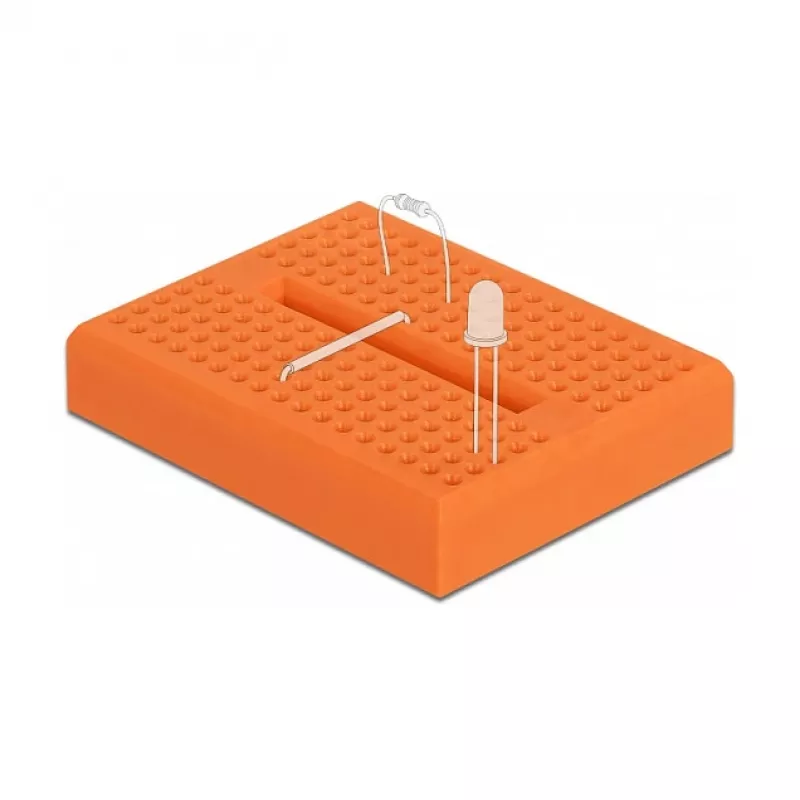 Breadboard DELOCK 18319, plastic prototype board, orange, 36×46×10 mm