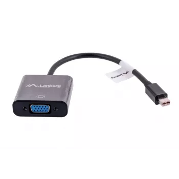 VGA (D-Sub) to Mini DisplayPort adapter cable LANBERG AD-0006-BK, 0.2 m, DisplayPort 1.2, 1920×1200@60Hz, female MiniDP, black