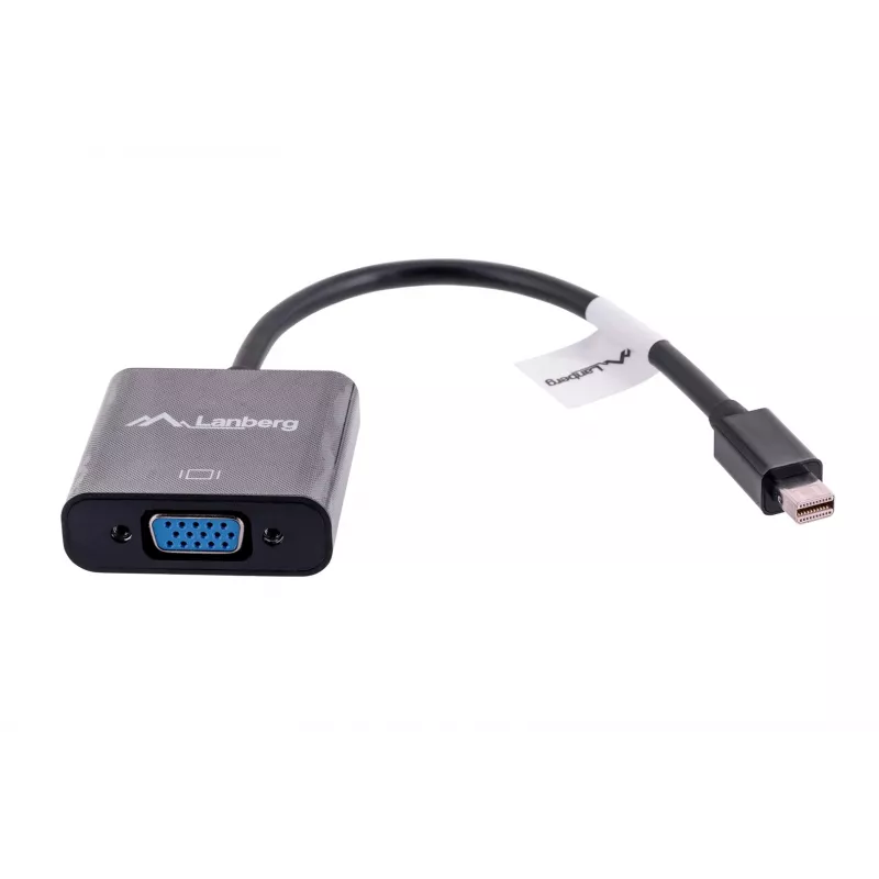 VGA (D-Sub) to Mini DisplayPort adapter cable LANBERG AD-0006-BK, 0.2 m, DisplayPort 1.2, 1920×1200@60Hz, female MiniDP, black
