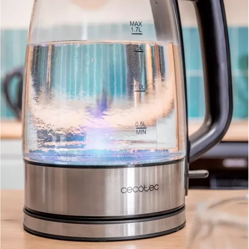 Cecotec Kettle | ThermoSense 340 Clear | Electric | 2200 W | 1.7 L | Glass | 360° rotational base | Clear