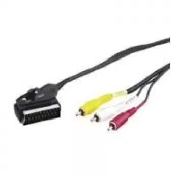 Wentronic Goobay Scart/RCA-Adapter Cable, Black, 2 m - SCART-Plug (21-Pin) > 3x RCA-Plug (50364)