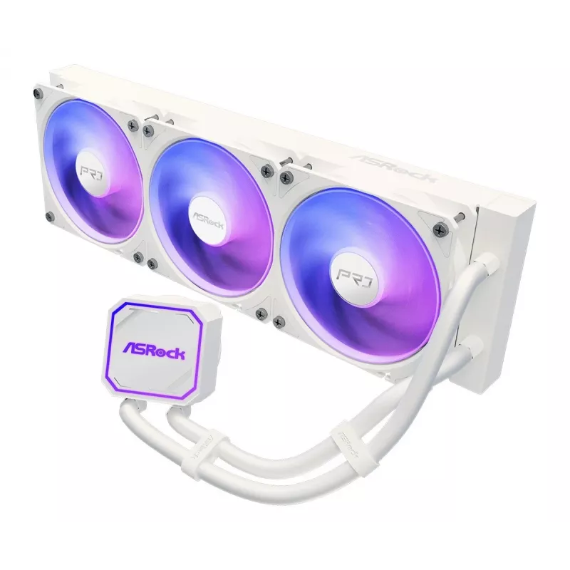 CPU cooler ASROCK Pro 360 ARGB White – 360mm AIO liquid cooler, ARGB lighting, white finish