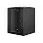 Lanberg WF01-6615-10B 19 inch 15U Wall-Mount Rack Cabinet 600x600mm Black with Glass Door