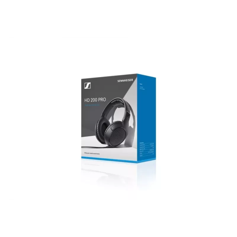Wired studio headphones Sennheiser HD 200 PRO — closed circumaural, 32 Ω, 20–20000 Hz, 2 m cable, 3.5 mm, black