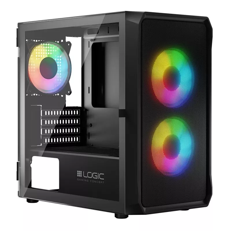 Computer Case Logic Concept Portos Mini ARGB Micro ATX Black