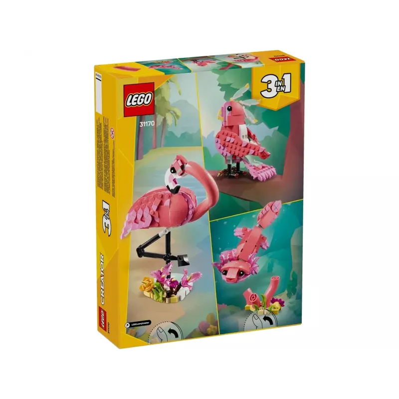 LEGO Creator 3-in-1 Pink Flamingo 31170 buildable model set, 288 pieces, height 230 mm, recommended age 8+