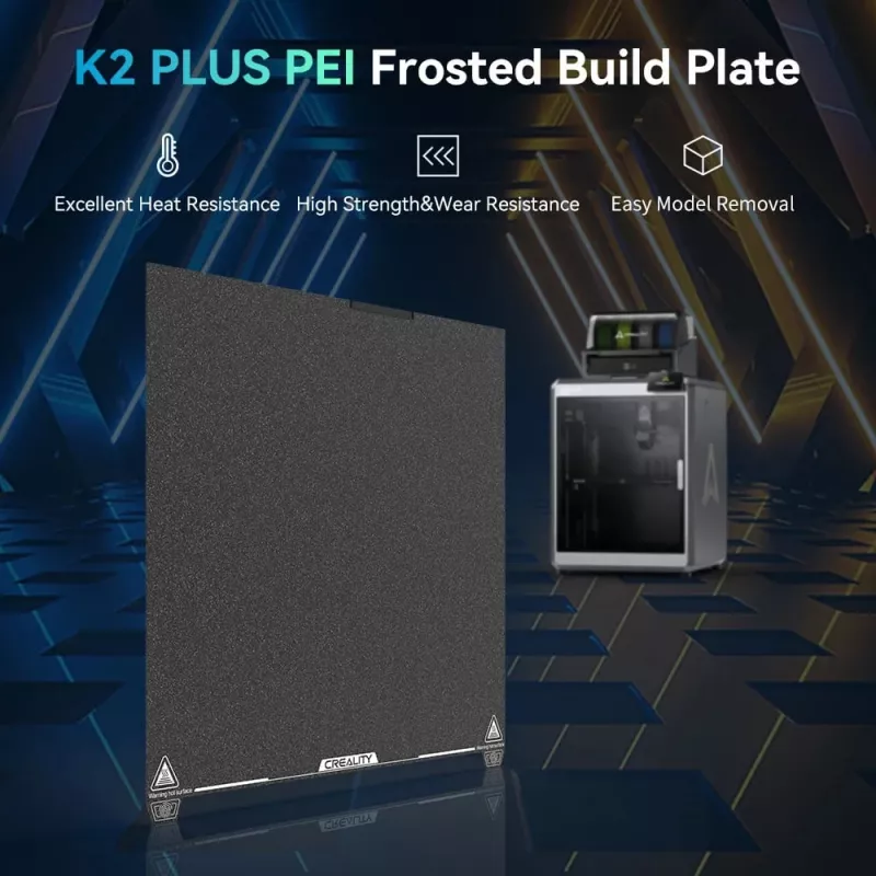 Build plate Creality K2 Plus PEI Frosted 400×400 mm — replacement print bed