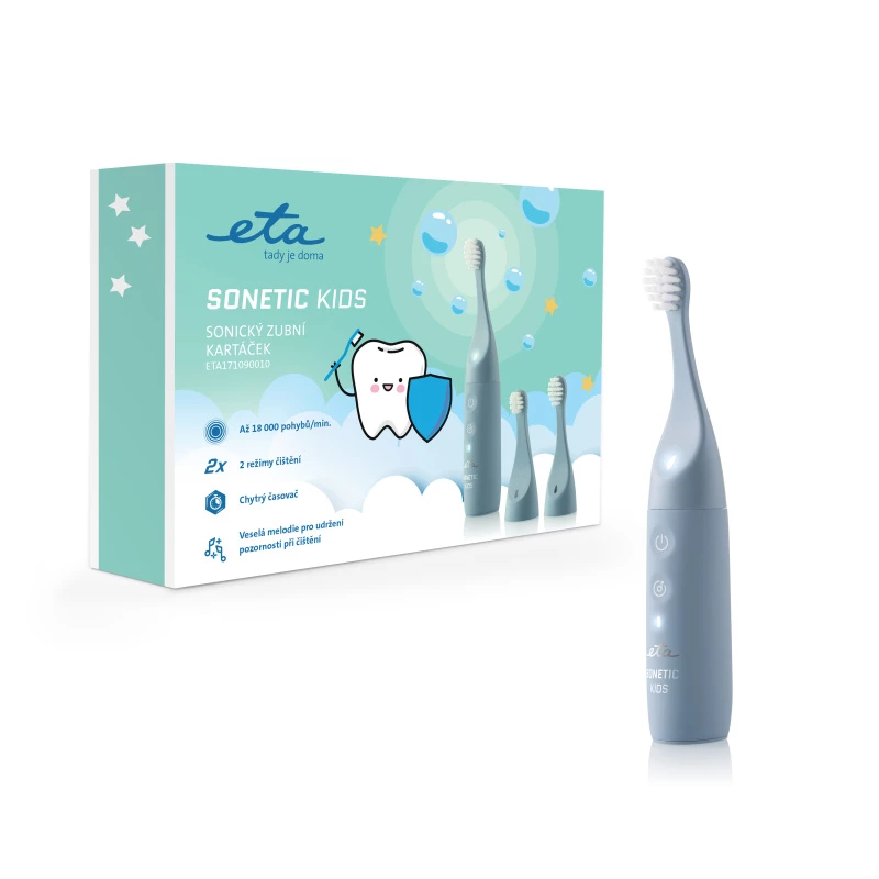Child electric toothbrush ETA Sonetic Kids, blue — compact head, gentle cleaning
