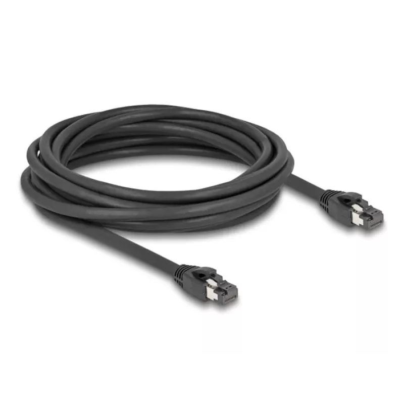 Delock - Network Cable - RJ-45 (M) to RJ-45 (M) - 5,0m - 7,5 mm - S/FTP - CAT 8,1 - Halogen-Free, Snagless, to 40 Gbps Data Transfer Rate - Black (80236)