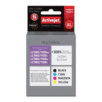 Activejet ABB-1100NX Ink (replacement for Brother LC1100/980; Supreme; 1 x 29 ml, 3 x 19.5 ml; black, magenta, cyan, yellow)