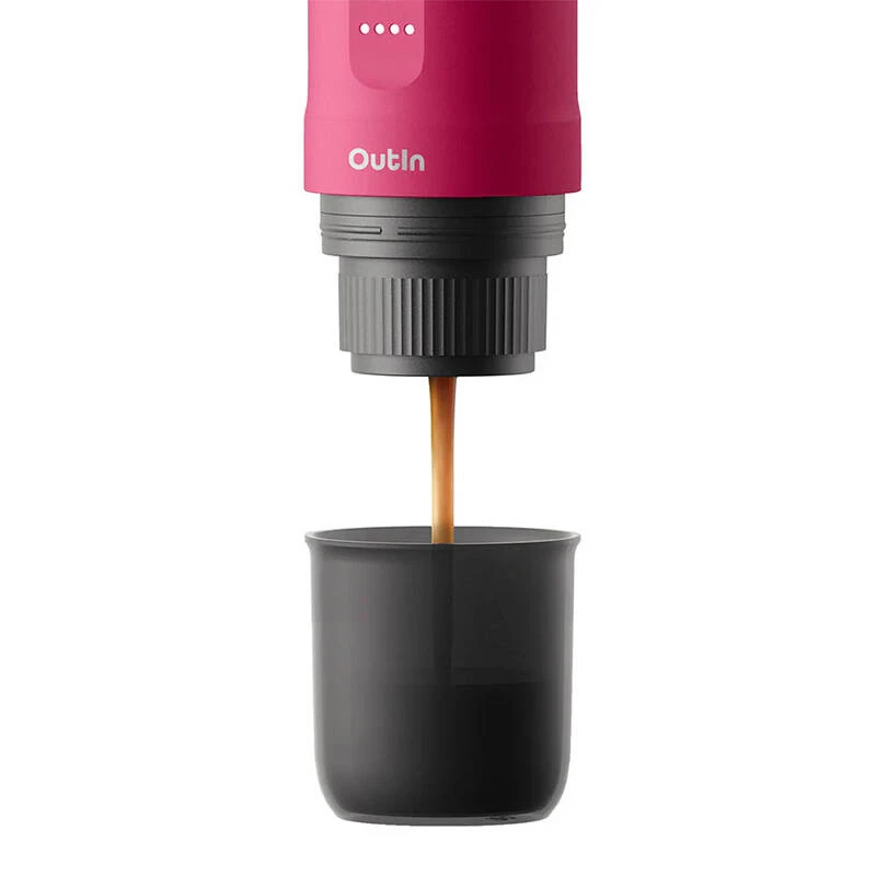 Portable Espresso Machine OUTIN Outin Nano Black, Pink — 20 bar, ground coffee, 7500 mAh battery, 670 g