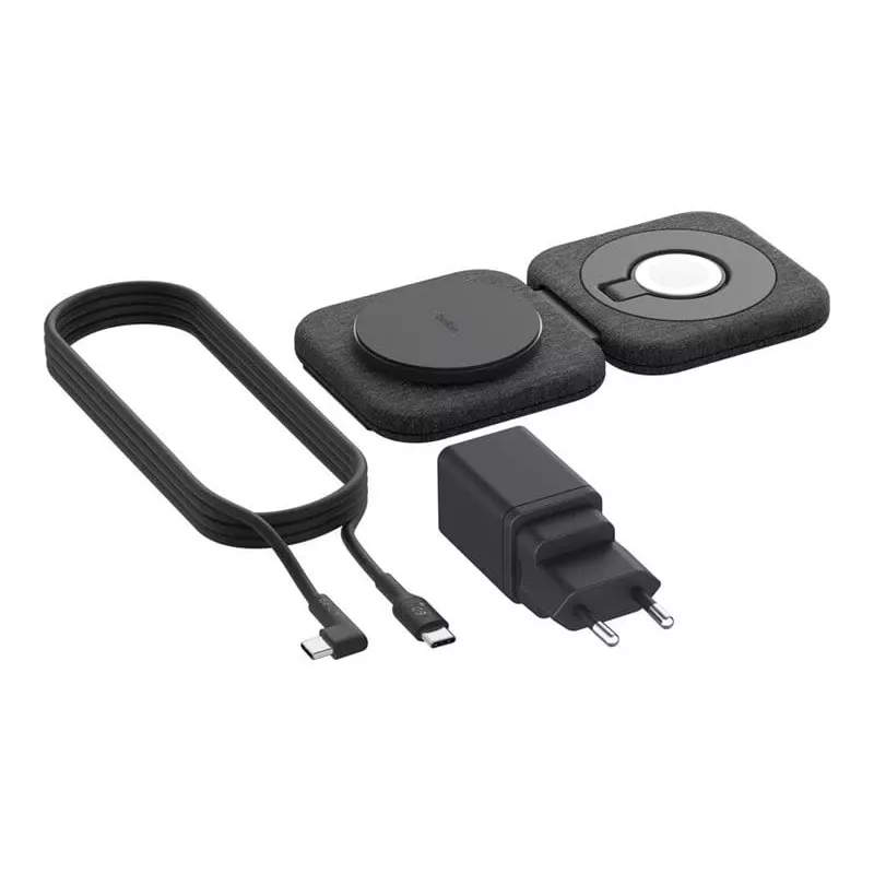 Wireless 2-in-1 Charging Station Belkin BOOSTCHARGE PRO QI2 WIZ026VFBK — wireless fast charging for phone and earbuds