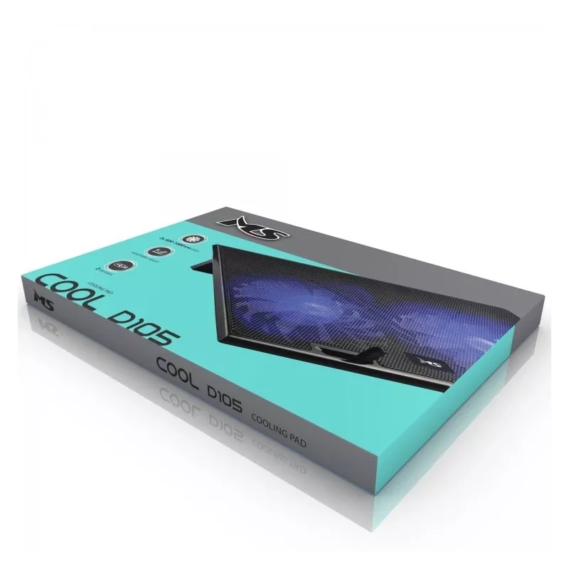 Cooling pad MS D10 5 with Black LED lighting, dual USB ports