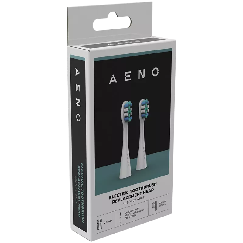AENO Replacement toothbrush heads, White, Dupont bristles, 2pcs in set (for ADB0001S/ADB0002S)