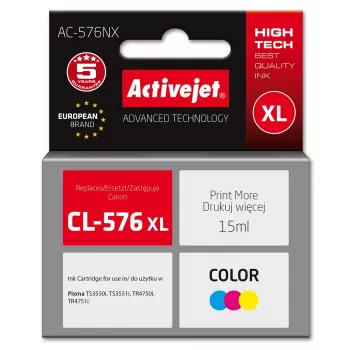 Ink cartridge ActiveJet AC-576NX compatible for Canon CL-576XL High (XL) Yield, dye-based Yellow/Red/Blue, 15 ml