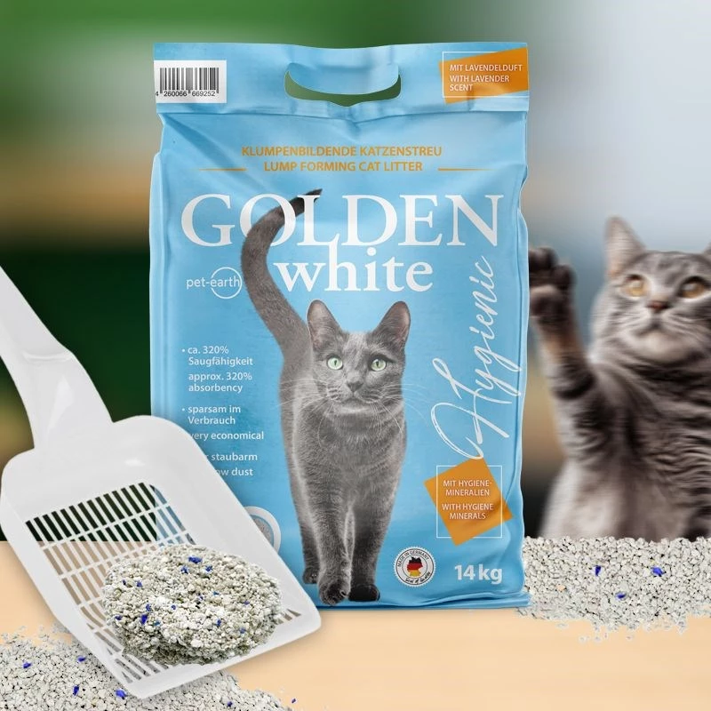 Clumping bentonite cat litter Golden Grey 7 kg, lavender scent, dust-free, non-sticking