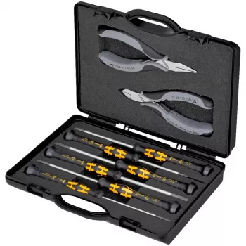 electronics pliers set ESD, 8-piece (black/Grey, Version ESD, electrically dissipative)