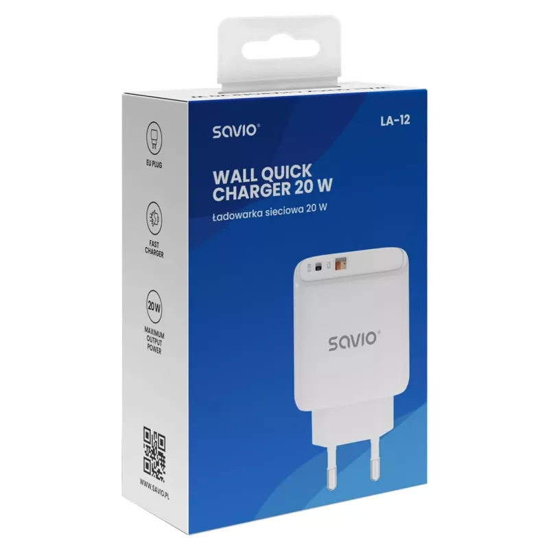 Savio LA-12 mobile device charger Universal White AC Fast charging Indoor