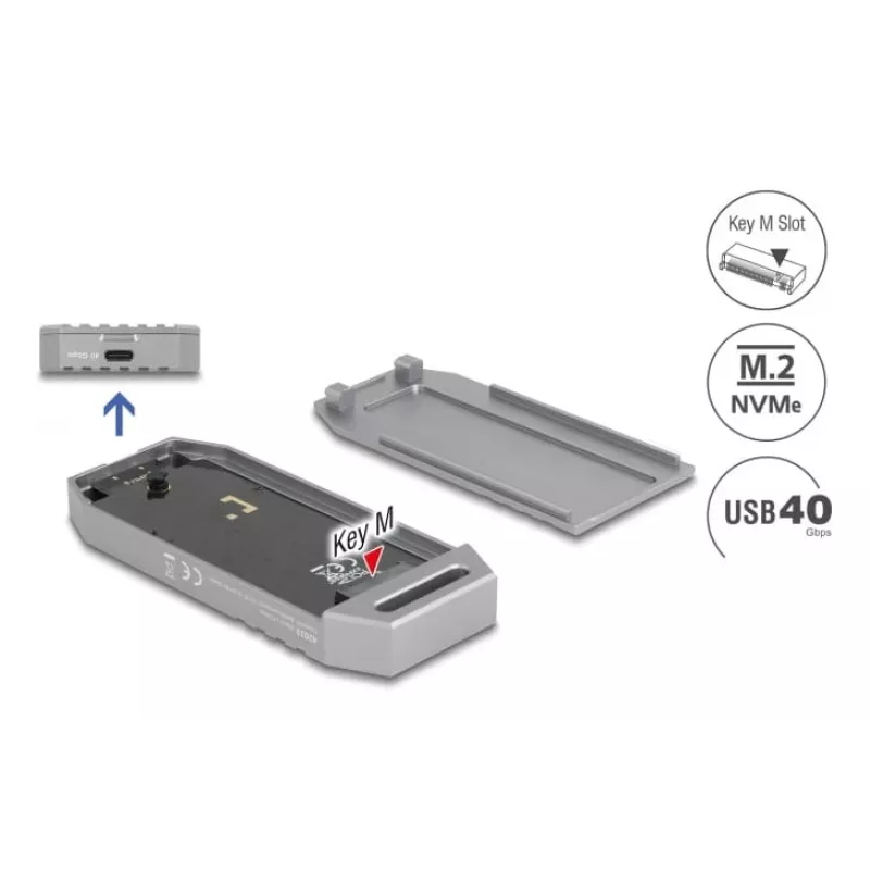 SSD enclosure DeLOCK 42033 Grey M.2 PCI Express 40 Gbit/s