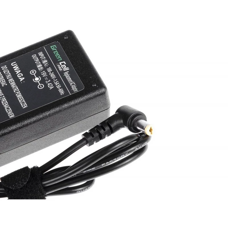 Power adapter Green Cell AD01P — 60 W, 19 V 3.42 A, indoor laptop supply, black
