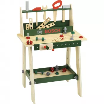 Children's wooden workbench Theo Klein Bosch model 8169 with pinewood medium and toy tools