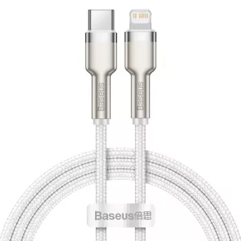 USB-C to Lightning cable Baseus Cafule 1 m, 20 W, zinc housing, white