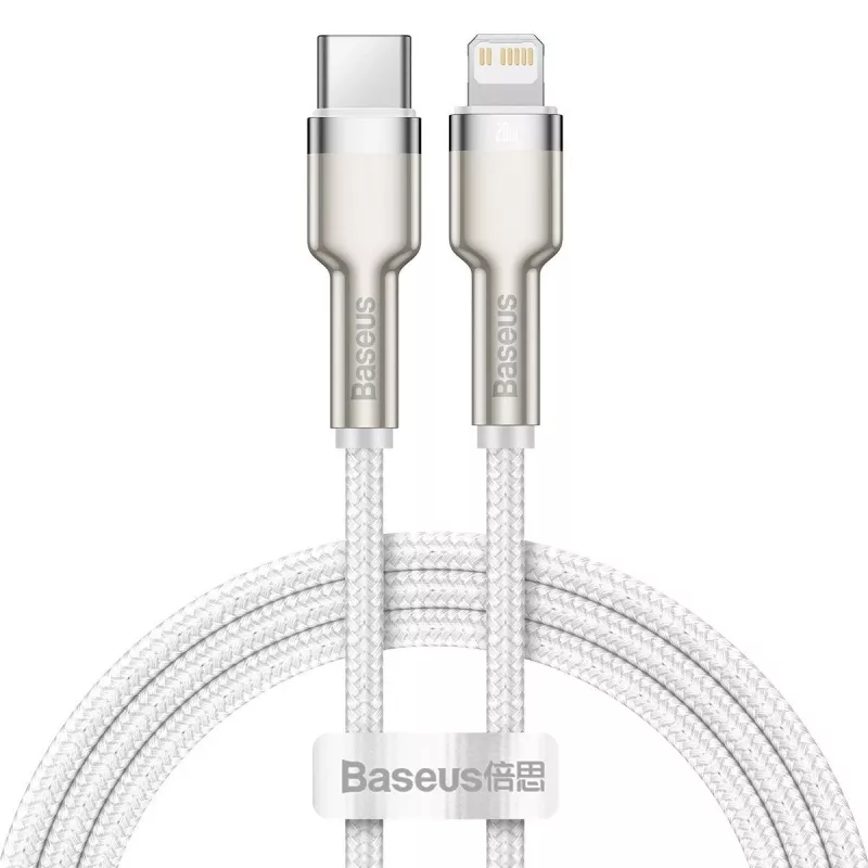 USB-C to Lightning cable Baseus Cafule 1 m, 20 W, zinc housing, white
