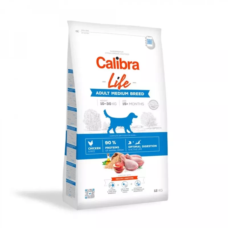 Calibra Dog Life Adult Medium Breed Chicken Dry Dog Food, 12 kg