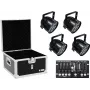 LED PAR light set EUROLITE 4x PAR-56 QCL with flight case and controller