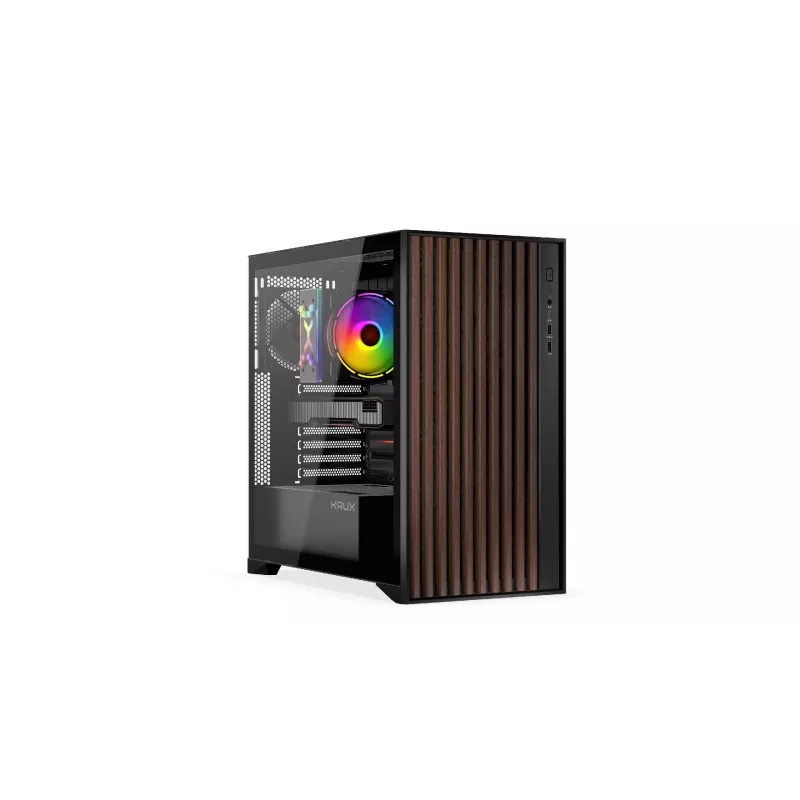 Computer Case KRUX Palum KRXD008 ATX Black — 2x3.5 inch bays, 2x2.5 inch bays, 2x120mm fans, GPU up to 39.5 cm